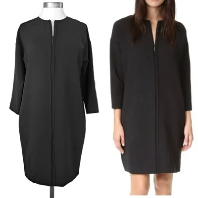 VINCE Black Seam Front Mini Dress Size XS Minimalist Shift Oversized Boxy - Image 1 of 4