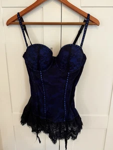Baci Kobaltblau Korsett Gr. XL Spitze Reizwäsche Kokett Witchy Gothcore Vamp - Bild 1 von 5