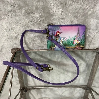 Anuschka Muñequera de cuero pintada a mano tarjetero aprox. "5,5""x 4"" 18""" Foto 1 de 4