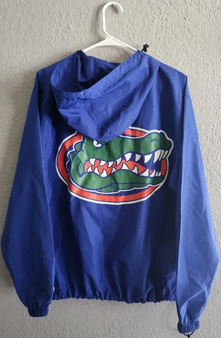 Champion Florida Gators Windbreaker Sz Small Blue Back Logo Front Zip Pocket Cover