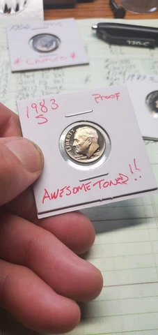 1983 S 10C Roosevelt Dime Proof Monster Rainbow Tone Natural Toning Cover
