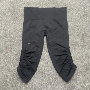 Lululemon Leggings Adult 8 Black IN THE FLOW Cropped Running Gym Ladies - Picture 1 of 8