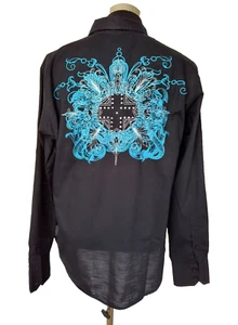 Camisa G by Guess Vintage Para Hombre Talla X-Grande Negro Algodón Bordado Apliques - Imagen 1 de 17