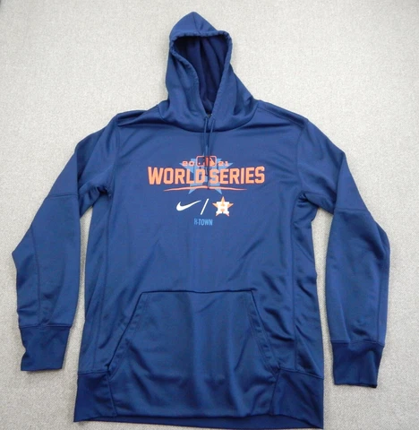 Houston Astros Sweatshirt Mens Large Nike Blue Hoodie Long Sleeve World Series L Cover