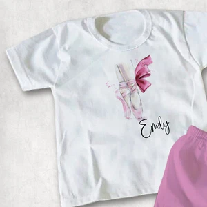 Ballet Shoes Personalised Children's Kid's T-shirts T-shirt Top, Ballet Dancer - Picture 1 of 1