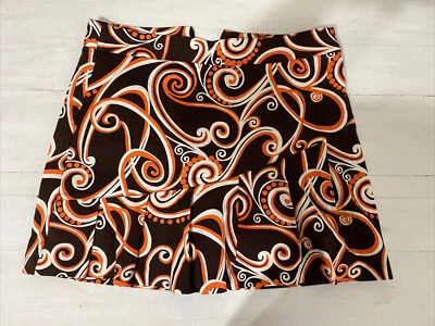 Lady Hagen Womens 8 Excursion Golf Tennis Skort Skirt Pleated Brown Orange Print - Image 1 of 4
