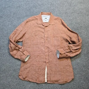 Joseph Abboud Shirt Mens Size XL Orange Linen Striped Button Long Sleeve Career - Picture 1 of 10
