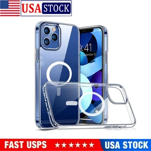 For iPhone Magsafe X 11 12 13 14 Pro Max Min Case Clear Magnet Shockproof Cover - Picture 1 of 9
