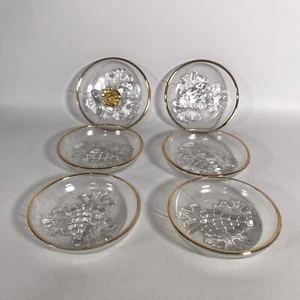 Juego de 6 platos ""Vid de uva"" recortados en oro ""Vid de uva"" 3,25"" vintage EE. UU. - Imagen 1 de 5