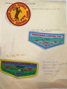Swatara Lodge 39 Lebanon County PA Set of 3 Patches on Page Woven (TS723) - Picture 1 of 1