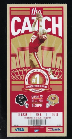 49ERS FINAL GAME @ CANDLESTICK PARK 2013 vs FALCONS FULL NFL FOOTBALL TICKET Cover