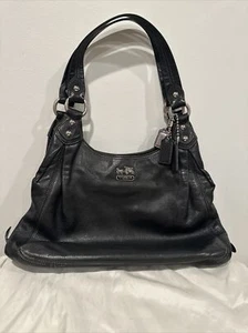 Hochwertige handgefertigte Coach Handtasche aus Rindsleder weiches dunkelbraunes schwarzes Leder durchgehender Reißverschluss - Bild 1 von 20