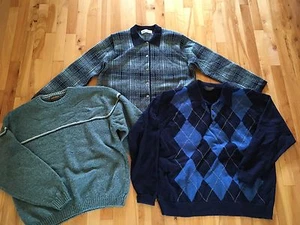 Lot of 3 COLOR COORDINATED 100% Wool Sweaters FELTING CRAFTS REPURPOSE - Picture 1 of 8