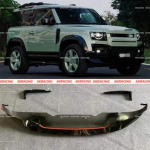 Front Bumper Lip Spoiler Splitter Vents Fins For Land Rover Defender 90 110 L663 - Foto 1 di 12