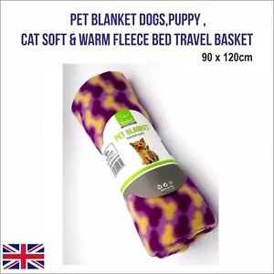 SOFT FLEECE PET BLANKET DOG PUPPY WARM CAT BED CAR BULK LOT SIZE ( 90x 120cm) - Picture 1 of 3