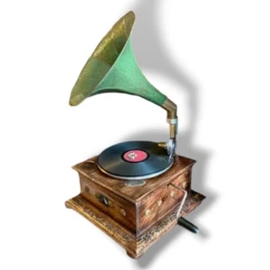 Antique Gramophone, Fully Functional Working Phonograph, win-up record player - Picture 1 of 10