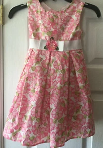 Girls Pretty Youngland Pink White & Green Floral Dress Size 4T - Picture 1 of 10