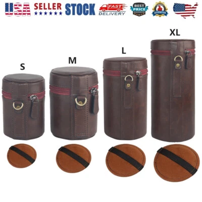Leather Camera Lens Bag Retro Lens Case for Canon Nikon Sony Pentax Fujifilm - Image 1 of 4
