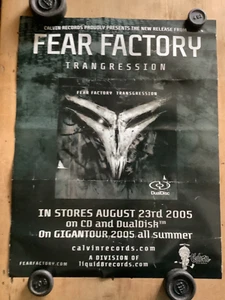 FEAR FACTORY Trangression Poster 2005 Heavy Metal Rock Thrash Sepultura Pantera - Imagen 1 de 4