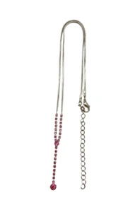 Vintage Y2K Pink Rhinestone Y Drop Pendant Necklace 19" Silver Tone Costume - Picture 1 of 24