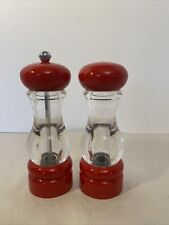 Vintage Olde Thompson Red Lucite Acrylic Salt Shaker & Pepper Mill