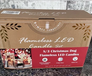 FLAVCHARM Weihnachten Haustiere Deko flammenlose Kerzen 3er Set mit Timer Neu im Karton - Bild 1 von 9