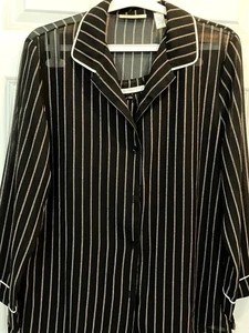 Valerie Stevens Intimates 2 teiliges blau gestreiftes Pyjama Set Langarm Gr. L - Bild 1 von 5