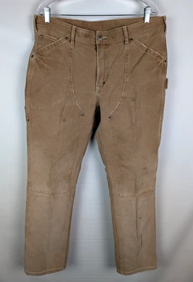 POLO RALPH LAUREN Double Knee Canvas Carpenter Distressed 38 x 32 Workwear Tan - Image 1 of 4