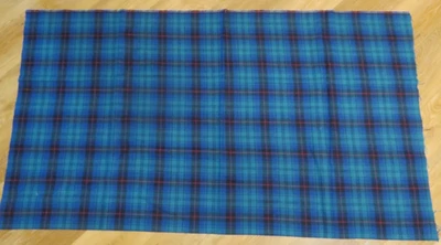 Wool Blend Fabric BLUE GREEN BLACK PALID 62" WIDE 1 & 1/2 YARDS LONG - Image 1 of 4