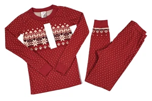 Hanna Andersson Pajamas Set Kids 8 Red Fair Isle Snowflake Organic Cotton - Picture 1 of 9