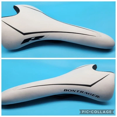 Asiento de bicicleta Bontrager R1 blanco gris 10 oz pieza reforzada con fibra # 296267 Foto 1 de 4