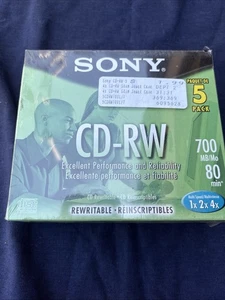 NEW SEALED Sony CD-RW Blank Media 5x 4x 700MB in Full Size Jewel Cases CDRW700L - Picture 1 of 4