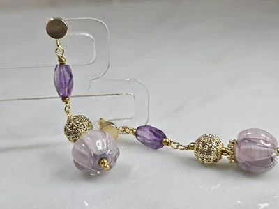 Orecchini in argento 925, ametista e vetro di Murano - Immagine 1 di 4