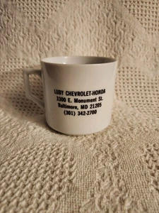 LUBY CHEVROLET-HONDA Dealership Vintage Advertising Coffee Cup Baltimore MD - Picture 1 of 7