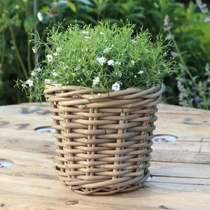 Cesto per piante BASKET grigio marrone D17 cm cesto in rattan Kooboo Farmhouse decorazione stile country - Foto 1 di 2