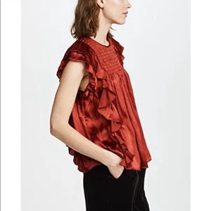 Blusa Ulla Johnson Winnie Seda Volantes Óxido Fluido Talla 4 Blusa Ajustada Flutter - Imagen 1 de 16