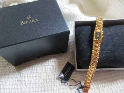 ¡NUEVO EN CAJA! Vestido sin mangas vintage para damas Bulova tono dorado 97S56 con diamantes estilo elegante Foto 1 de 4