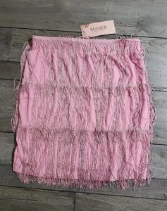MANER Minigonna Donna con Frange Elasticizzata Scintillante Bodycon Bordo Nappa, Taglia L - Foto 1 di 7