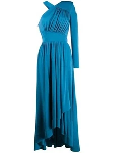 Givenchy Maxi Long Asymmetric One Shoulder Draped Dress Blue Gown 4 2019 Runway - Picture 1 of 16