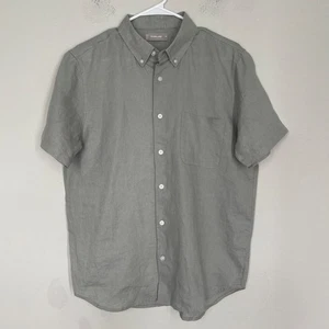 Everlane Linen Button Down Shirt Mens M Gray Short Sleeve Breathable Sustainable - Picture 1 of 10