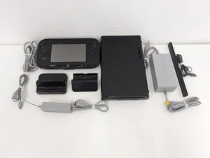 Z477 Nintendo Wii U Black set 32GB Console JAPANESE VER. WUP-101 USED SET - Picture 1 of 11