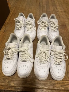 AIR FORCE 1 WHITE SNEAKERS 4 PAIRS SIZE 9 - Picture 1 of 6