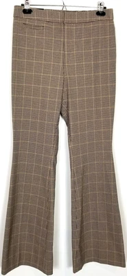 Pantalones Banana Republic para mujer Sloan acampanados a cuadros espiga 8 marrón elástico oficina Foto 1 de 4
