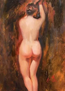 Original Ölgemälde Studie nach William Etty, klassischer weiblicher Akt, gerahmt. - Bild 1 von 3