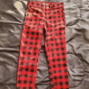 Wonder Nation- Girl's Red Black Checkered Jeggings- Large 10/12 - Picture 1 of 2