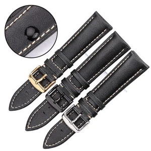 20 mm Negro/Marrón Cuero Genuino Negro/Dorado/Hebilla de Reloj Correa/Correa/Correa de Reloj - Imagen 1 de 9