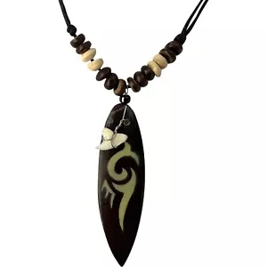 Collar colgante diente de tiburón cadena de cordón negro para hombre mujer niño niña joyería - Imagen 1 de 4