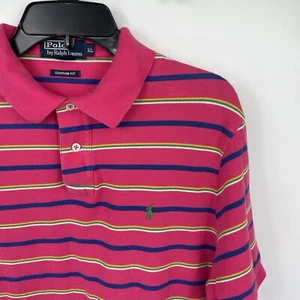 Polo Ralph Lauren Men's XLarge Cotton Pink Stripe Short Sleeve Polo Shirt - Picture 1 of 7