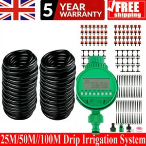 25-75m Automatic Micro Drip Irrigation System Garden Self Watering Kit Timer UK - Picture 1 of 44