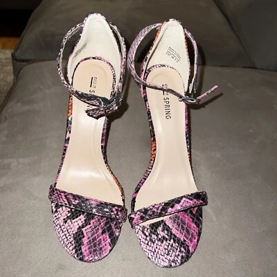 Call It Spring Women's Pink Multicolor Ankle Strap Sandal Heels  Sz 7.5 - Image 1 of 4